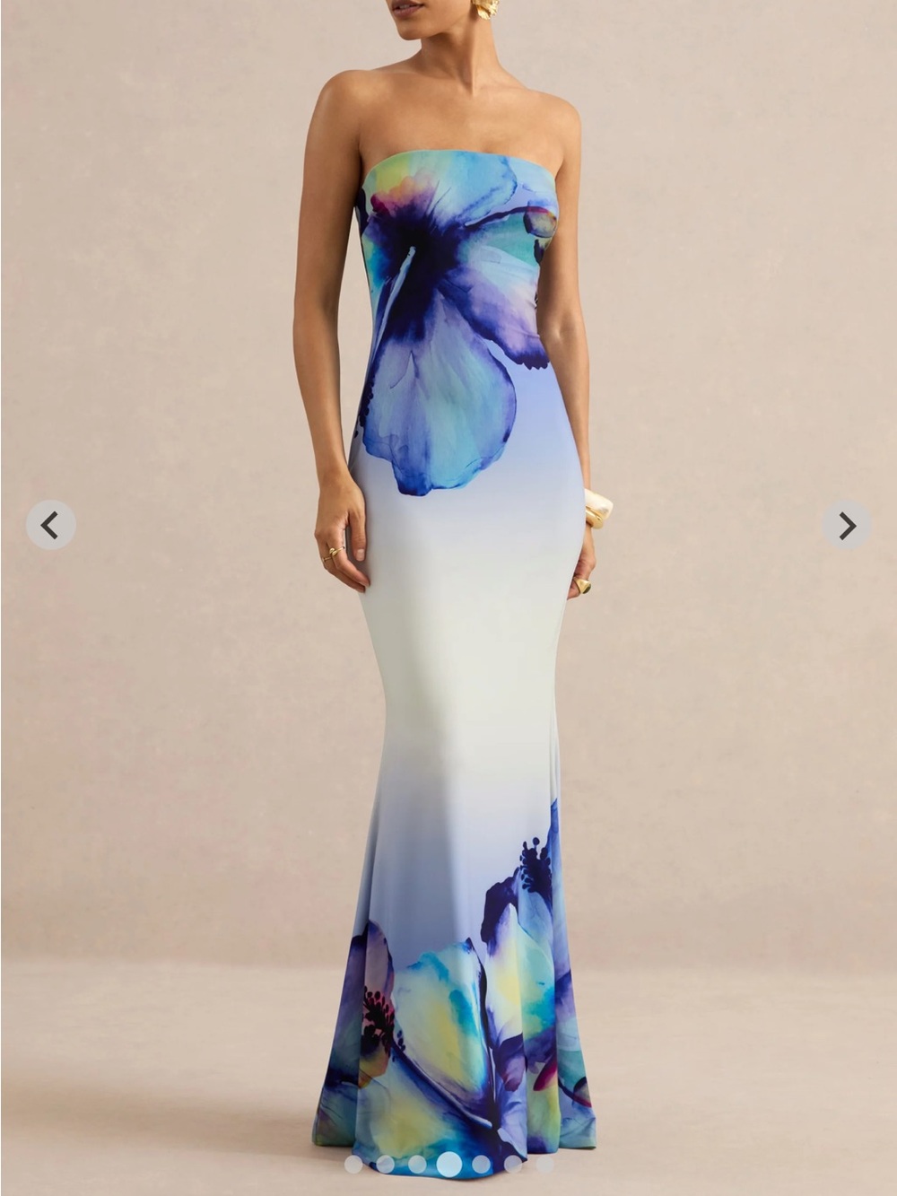 Club L London Strapless Floral Maxi Dress- Size 8 🩵